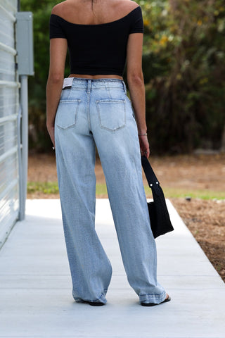 (PREORDER SHIPS 10 DAYS) KANCAN Lola Mid Rise Wide Leg Trouser Jeans - Simply Me Boutique