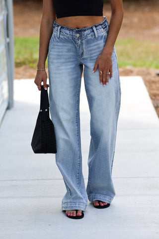 (PREORDER SHIPS 10 DAYS) KANCAN Lola Mid Rise Wide Leg Trouser Jeans - Simply Me Boutique