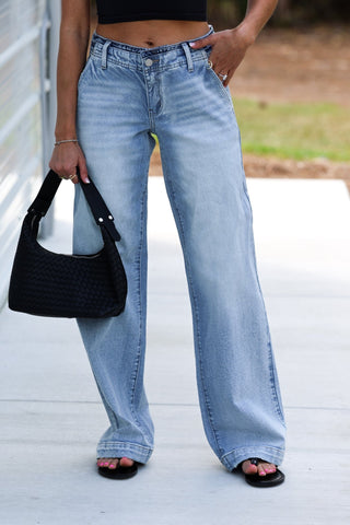 (PREORDER SHIPS 10 DAYS) KANCAN Lola Mid Rise Wide Leg Trouser Jeans - Simply Me Boutique