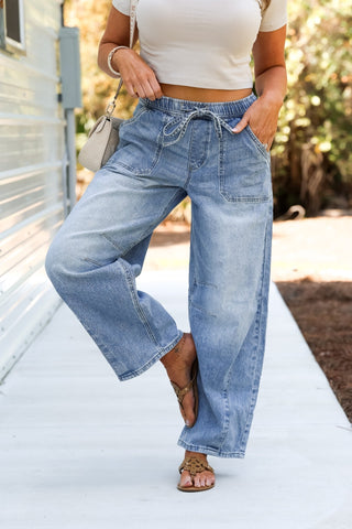 (PREORDER SHIPS 10 DAYS) KANCAN Starlet High Rise Barrel Jeans - Simply Me Boutique
