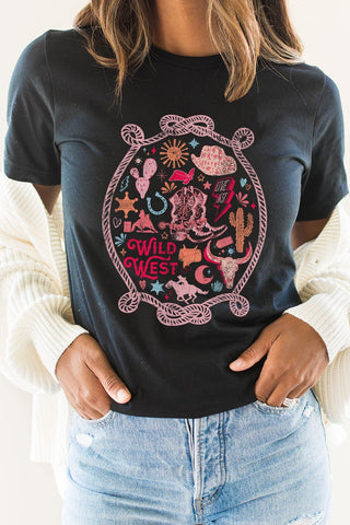 PREORDER SHIPS 1/27 - Wild West Cowboy Longhorn Graphic Tee (Heathered Black) - Simply Me Boutique