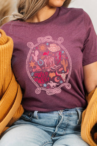 PREORDER SHIPS 1/27 - Wild West Cowboy Longhorn Graphic Tee (Heathered Plum) - Simply Me Boutique