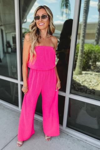 Pretty in Pink Ribbed Jumpsuit - Simply Me Boutique
