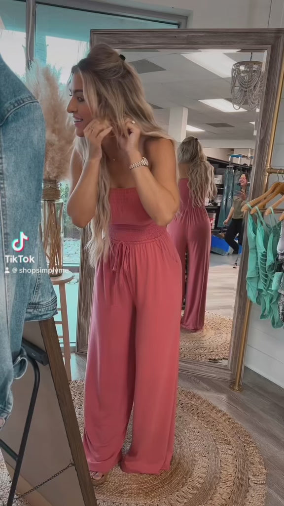 (More colors) Rumor Going Round Smocked Jumpsuit
