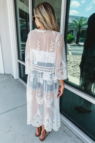 Promise the World Lace Trim Scallop Kimono - Simply Me Boutique