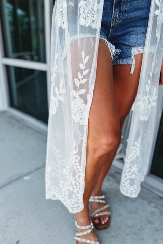 Promise the World Lace Trim Scallop Kimono - Simply Me Boutique