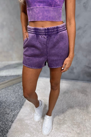 Purple Vibes Acid Wash Dolphin Shorts - Simply Me Boutique