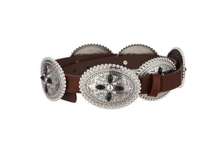 Renegade Oval Turquoise Cross Brown Buckle Belt - Simply Me Boutique