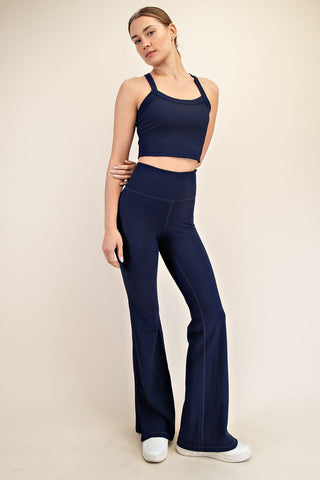 Reset Ready NAVY Ribbed Flare Leggings - Simply Me Boutique