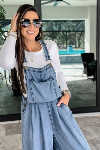 Retro Vibes Wide Leg Overalls Jumpsuit - Simply Me Boutique