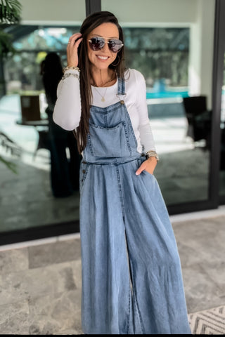 Retro Vibes Wide Leg Overalls Jumpsuit - Simply Me Boutique