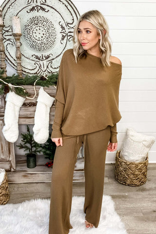 Ribbed High Waist Camel Pants - Simply Me Boutique