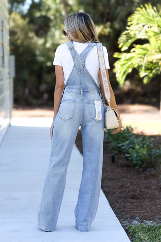RISEN Brooklyn Light Wash Overalls - Simply Me Boutique