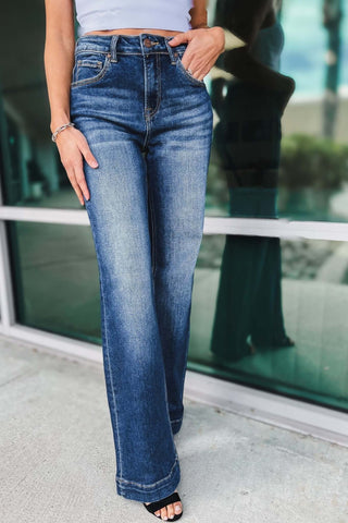 RISEN Fergie High Rise Dark Wash Straight Jeans - Simply Me Boutique