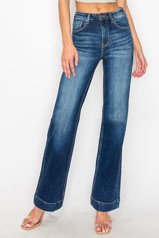RISEN Fergie High Rise Dark Wash Straight Jeans - Simply Me Boutique
