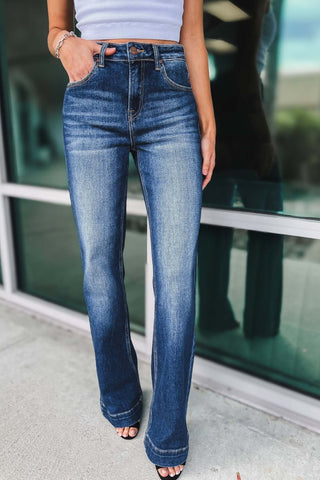 RISEN Fergie High Rise Dark Wash Straight Jeans - Simply Me Boutique