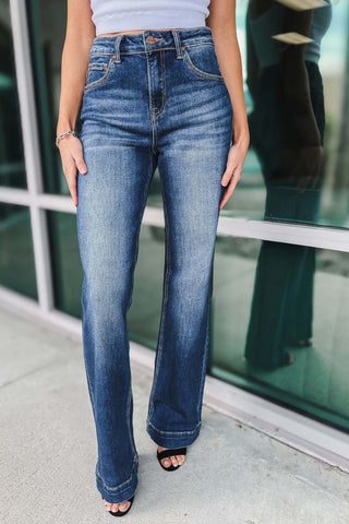 RISEN Fergie High Rise Dark Wash Straight Jeans - Simply Me Boutique