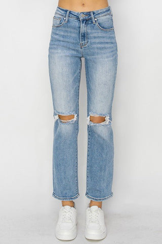 RISEN Harper High Rise Ankle Slim Straight Leg Jeans - Simply Me Boutique