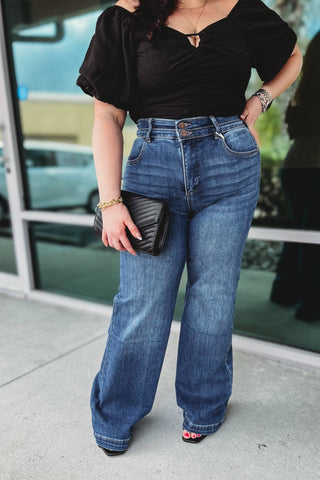 RISEN Hazel Wide Leg Tummy Control Jeans - Simply Me Boutique