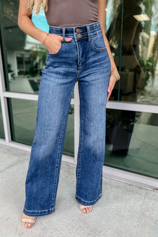 RISEN Hazel Wide Leg Tummy Control Jeans - Simply Me Boutique