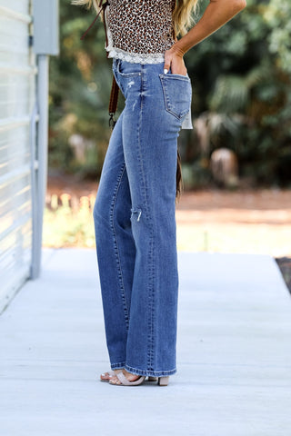 RISEN Ivy Tummy Control High Rise Straight Jeans - Simply Me Boutique