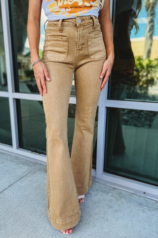 RISEN Layla High Rise Bell Bottom Pants 2 Colors! - Simply Me Boutique