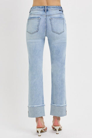 RISEN "Parker" High Rise Straight Cuff Jeans - Simply Me Boutique