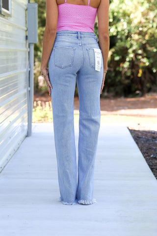 RISEN Skye Tummy Control High Rise Straight Jeans - Simply Me Boutique