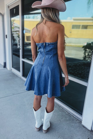 Rodeo Belle Tube Top Denim Dress - Simply Me Boutique