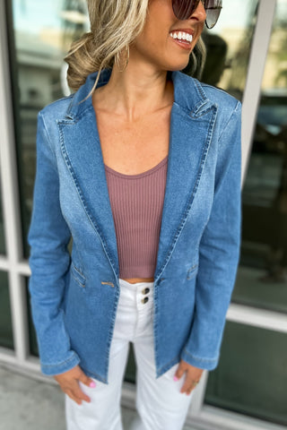 Rodeo Glam Denim Blue Blazer - Simply Me Boutique