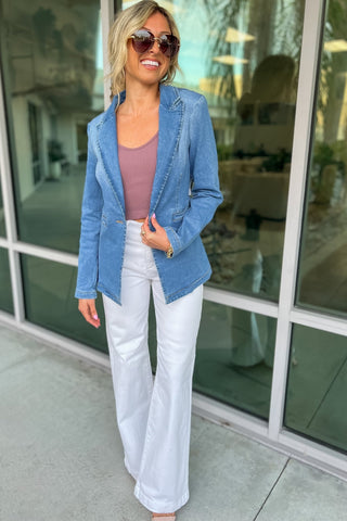 Rodeo Glam Denim Blue Blazer - Simply Me Boutique