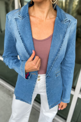 Rodeo Glam Denim Blue Blazer - Simply Me Boutique