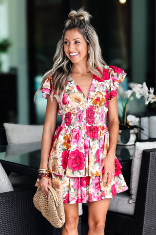 Romantic Blooms Ruffled Mini Dress - Simply Me Boutique