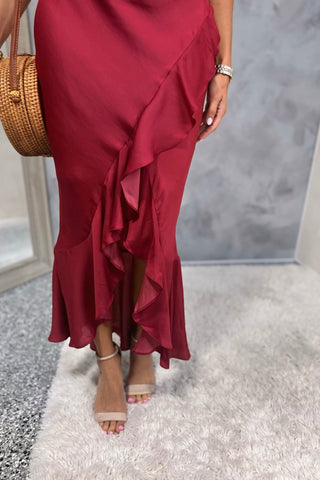 Royal Elegance Burgundy Ruffle Dress - Simply Me Boutique