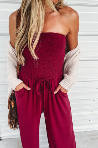 Rumor Going Round Smocked Jumpsuit - Simply Me Boutique