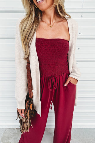 Rumor Going Round Smocked Jumpsuit - Simply Me Boutique