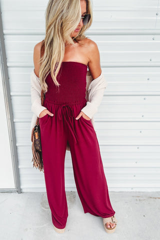 Rumor Going Round Smocked Jumpsuit - Simply Me Boutique