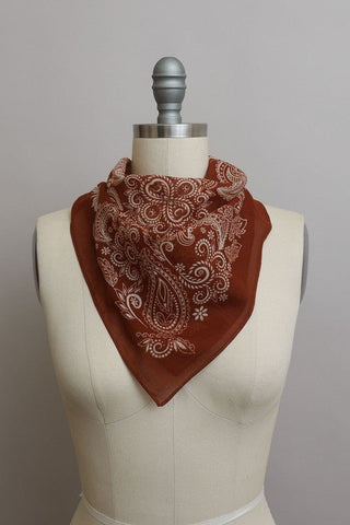 Rust Paisley Floral Patterned Bandana - Simply Me Boutique