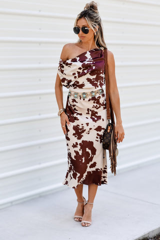Rustic Charm Satin Ruched Midi Dress - Simply Me Boutique