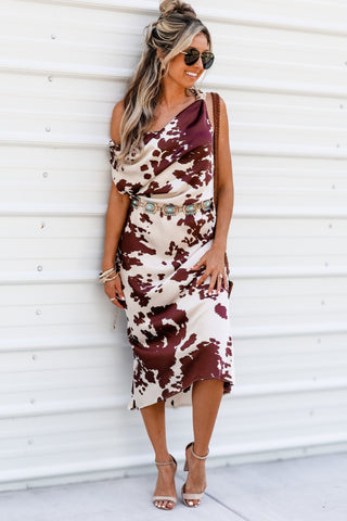 Rustic Charm Satin Ruched Midi Dress - Simply Me Boutique