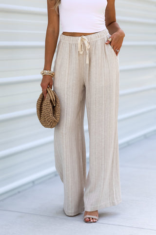 Serenity Breeze Striped Linen Pants - Simply Me Boutique