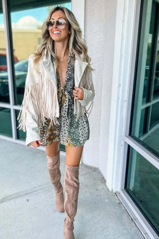 Shake It Suede Moto Fringe Jacket - Simply Me Boutique