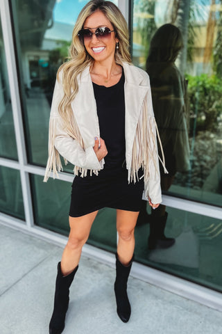 Shake It Suede Moto Fringe Jacket - Simply Me Boutique