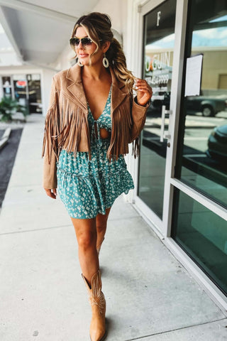 Shake It Suede Moto Fringe Jacket - Simply Me Boutique