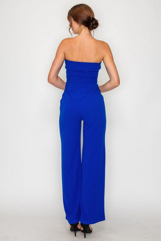 She's On Fire Blue Strapless Jumpsuit - Simply Me Boutique