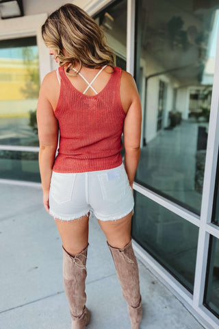 (SHIPS 4/16) RISEN Martina High Rise Rhinestone Fringe White Denim Shorts - Simply Me Boutique