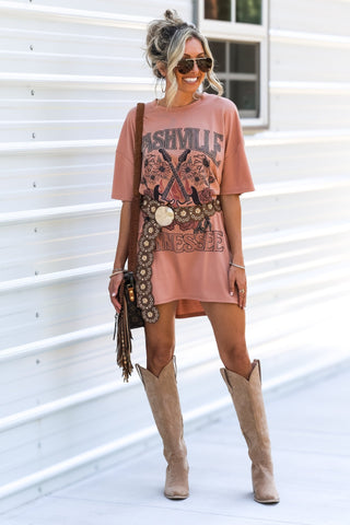 (SHIPS 4/2) Nashville Oversized Graphic Shirt Dress - Simply Me Boutique