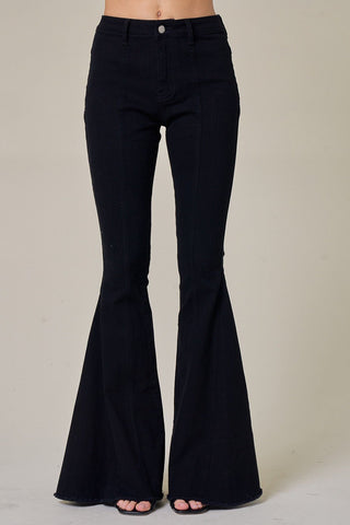 (SHIPS 5/15) Lonestar Black Flare Jeans with Tan Star Suede Detail - Simply Me Boutique