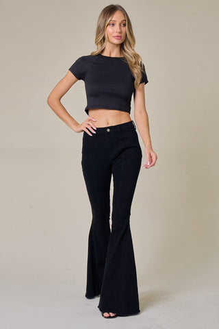 (SHIPS 5/15) Lonestar Black Flare Jeans with Tan Star Suede Detail - Simply Me Boutique