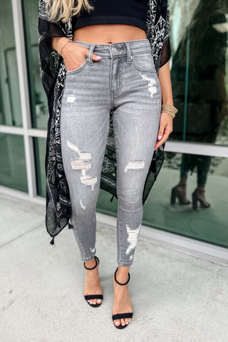 (SHIPS 7 - 10 DAYS ) KANCAN Lyla Grey Distressed Jeans - Simply Me Boutique